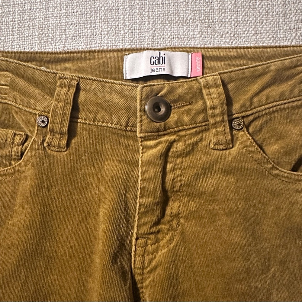 CABI #3197 Skinny Cord Umber Mustard Brown Corduroy Pants Jeans Stretch Womens 2 - Picture 5 of 16